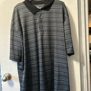 PGA Tour Men's Polo in Black and Gray Stripes